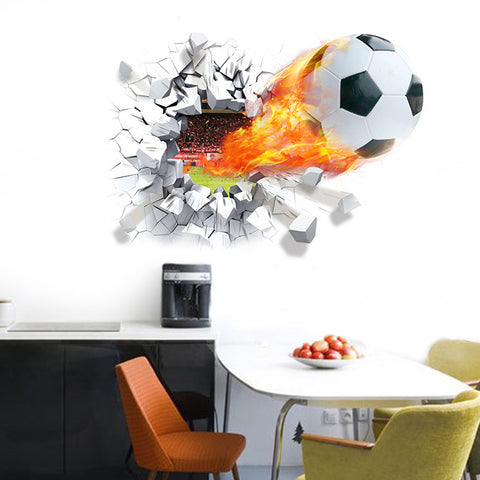 Blazing Soccer Ball Wall Stickies